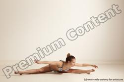 Swimsuit Gymnastic poses Woman White Moving poses Slim long brown Dynamic poses Academic