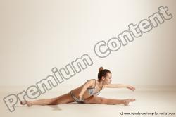 Swimsuit Gymnastic poses Woman White Moving poses Slim long brown Dynamic poses Academic