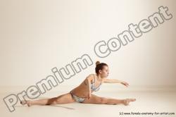 Swimsuit Gymnastic poses Woman White Moving poses Slim long brown Dynamic poses Academic