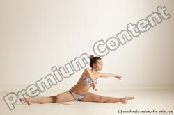 Swimsuit Gymnastic poses Woman White Moving poses Slim long brown Dynamic poses Academic