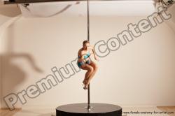 Underwear Gymnastic poses Woman White Moving poses Slim long blond Dynamic poses Academic