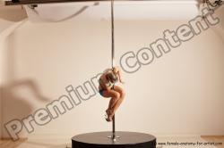 Underwear Gymnastic poses Woman White Moving poses Slim long blond Dynamic poses Academic