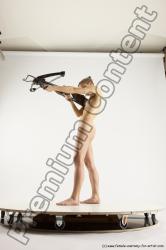 Nude Woman White Kneeling poses - ALL Athletic Kneeling poses - on one knee long blond Fighting Multi angle poses Pinup