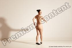 Nude Woman White Slim long brown Dancing Dynamic poses Pinup