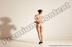 Nude Woman White Slim long brown Dancing Dynamic poses Pinup