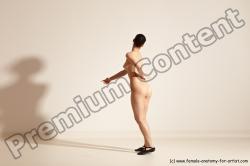 Nude Woman White Slim long brown Dancing Dynamic poses Pinup