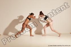 Underwear Martial art Woman White Moving poses Athletic medium brown Dynamic poses Academic