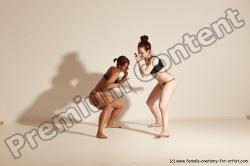 Underwear Martial art Woman White Moving poses Athletic medium brown Dynamic poses Academic