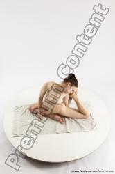 Nude Gymnastic poses Woman White Slim long brown Multi angle poses Pinup