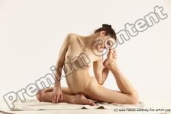 Nude Gymnastic poses Woman White Slim long brown Multi angle poses Pinup