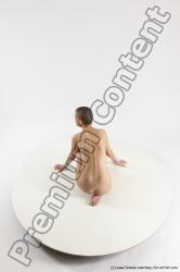 Nude Woman White Sitting poses - ALL Slim bald Sitting poses - on knees Multi angle poses Pinup