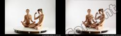 Nude Woman - Woman White Sitting poses - ALL Slim long blond Sitting poses - simple 3D Stereoscopic poses Pinup