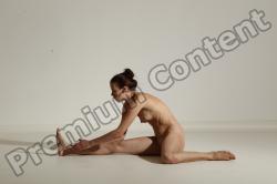 Nude Gymnastic poses Woman White Moving poses Slim long brown Dynamic poses Pinup