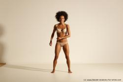 Underwear Gymnastic poses Woman Black Athletic dreadlocks black Dancing Dynamic poses Academic