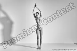 Nude Gymnastic poses Woman White Moving poses Slim long brown Dynamic poses Pinup