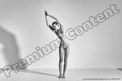 Nude Gymnastic poses Woman White Moving poses Slim long brown Dynamic poses Pinup