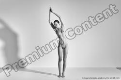 Nude Gymnastic poses Woman White Moving poses Slim long brown Dynamic poses Pinup