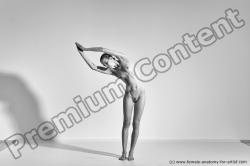 Nude Gymnastic poses Woman White Moving poses Slim long brown Dynamic poses Pinup