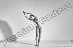 Nude Gymnastic poses Woman White Moving poses Slim long brown Dynamic poses Pinup