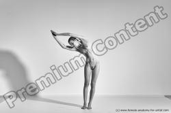 Nude Gymnastic poses Woman White Moving poses Slim long brown Dynamic poses Pinup