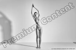 Nude Gymnastic poses Woman White Moving poses Slim long brown Dynamic poses Pinup