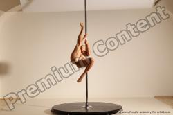 Nude Gymnastic poses Woman White Slim long brown Dynamic poses Pinup