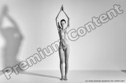 Nude Gymnastic poses Woman White Moving poses Slim long brown Dynamic poses Pinup