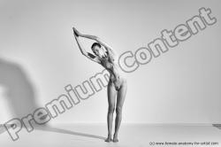 Nude Gymnastic poses Woman White Moving poses Slim long brown Dynamic poses Pinup