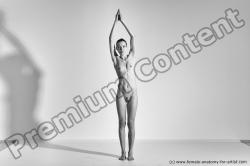 Nude Gymnastic poses Woman White Moving poses Slim long brown Dynamic poses Pinup