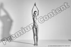 Nude Gymnastic poses Woman White Moving poses Slim long brown Dynamic poses Pinup