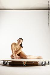 Nude Woman White Sitting poses - ALL Slim long black Sitting poses - simple Multi angle poses Pinup