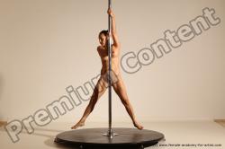 Nude Gymnastic poses Woman White Moving poses Slim long brown Dynamic poses Pinup