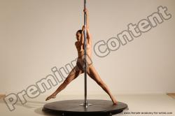 Nude Gymnastic poses Woman White Moving poses Slim long brown Dynamic poses Pinup