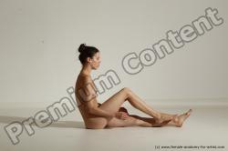 Nude Yoga poses Woman White Moving poses Slim long brown Dynamic poses Pinup