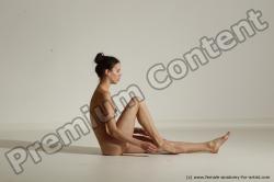 Nude Yoga poses Woman White Moving poses Slim long brown Dynamic poses Pinup