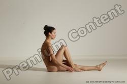 Nude Yoga poses Woman White Moving poses Slim long brown Dynamic poses Pinup