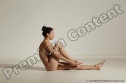 Nude Yoga poses Woman White Moving poses Slim long brown Dynamic poses Pinup