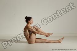 Nude Yoga poses Woman White Moving poses Slim long brown Dynamic poses Pinup