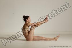 Nude Yoga poses Woman White Moving poses Slim long brown Dynamic poses Pinup