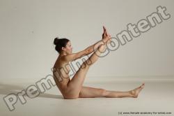 Nude Yoga poses Woman White Moving poses Slim long brown Dynamic poses Pinup