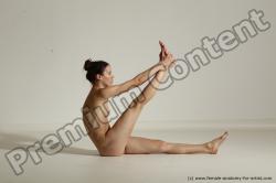 Nude Yoga poses Woman White Moving poses Slim long brown Dynamic poses Pinup