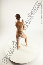 Nude Woman White Standing poses - ALL Slim long brown Standing poses - simple Fighting Multi angle poses Pinup