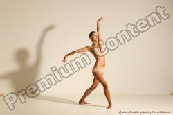 Underwear Gymnastic poses Woman White Slim long brown Dancing Dynamic poses Academic