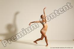 Underwear Gymnastic poses Woman White Slim long brown Dancing Dynamic poses Academic