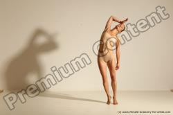 Underwear Woman White Slim long brown Dancing Dynamic poses Academic