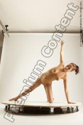 Nude Woman White Kneeling poses - ALL Slim long brown Multi angle poses Pinup