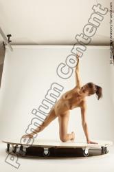 Nude Woman White Kneeling poses - ALL Slim long brown Multi angle poses Pinup