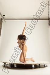 Nude Woman White Kneeling poses - ALL Slim long brown Multi angle poses Pinup