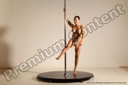 Nude Gymnastic poses Woman White Moving poses Slim long brown Dynamic poses Pinup