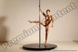 Nude Gymnastic poses Woman White Moving poses Slim long brown Dynamic poses Pinup